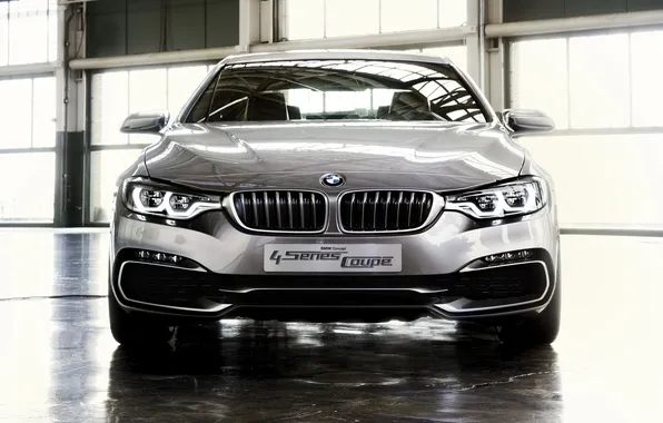 Картинка Concept, BMW, Машина, Лого, Решетка, Серый, Фары, Coupe