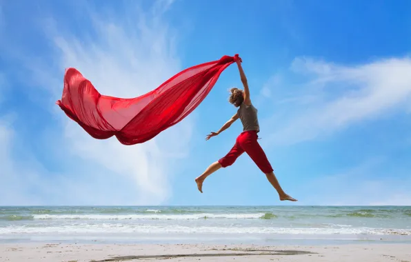 Desert, jump, cloth