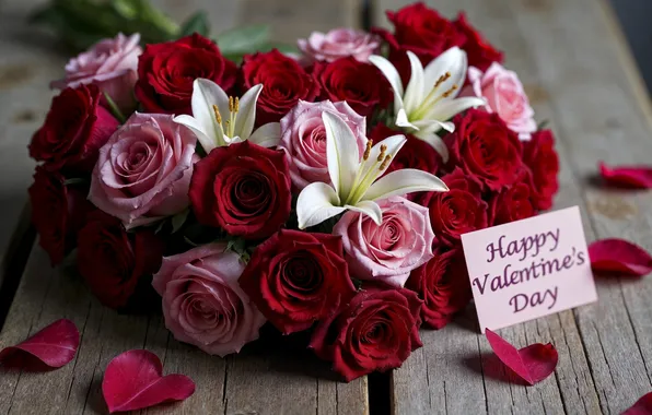 Картинка любовь, цветы, романтика, сердце, розы, букет, love, happy