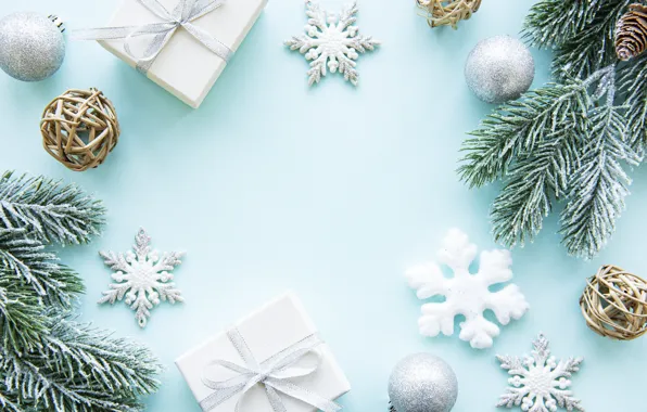 Картинка снег, украшения, снежинки, Рождество, Новый год, new year, Christmas, wood