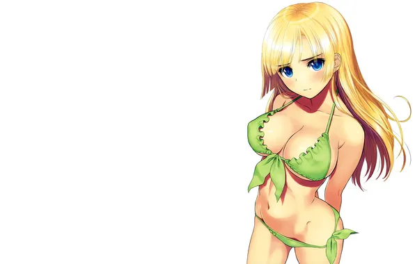 Girl, sexy, cleavage, long hair, boobs, anime, blue eyes, beautiful