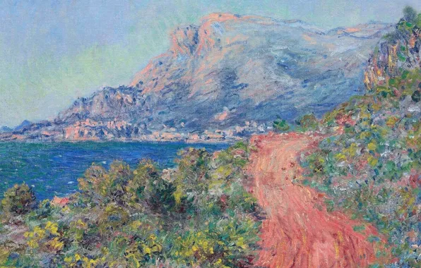 Пейзаж, картина, Клод Моне, Красная Дорога возле Ментона
