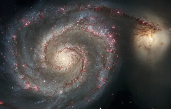 Галактика, снимок, спиральная галактика, космоc, телескоп "Хаббл", Messier51