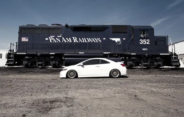 Картинка купе, поезд, honda, хонда, civic, coupe, train, сивик