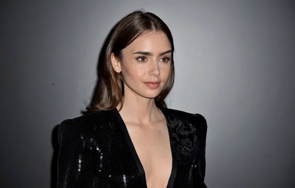 Взгляд, фон, модель, актриса, hair, Лили Коллинз, Lily Collins