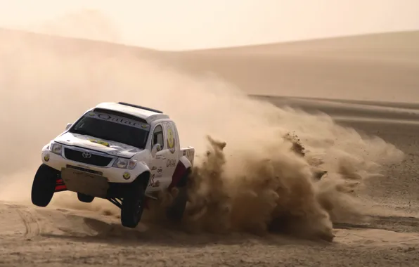 Картинка песок, Пыль, Пустыня, Машина, Скорость, Гонка, Toyota, Rally