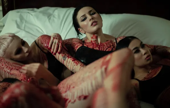 Девушки, Взгляд, Кровь, Кровать, Певица, Постель, Sexy, Сексуальная