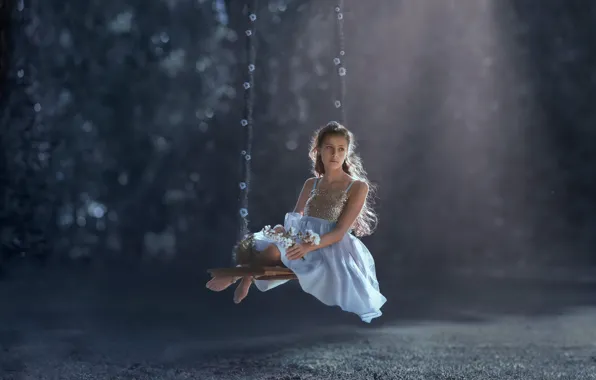 Качели, настроение, девочка