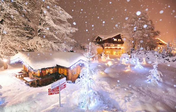 Природа, Австрия, Снег, Nature, Snow, Austria, Зимний город, Winter city