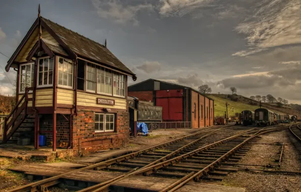 Станция, железная дорога, England, train station