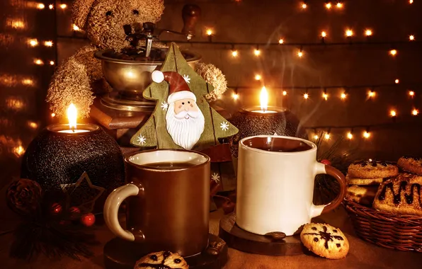 Картинка шарики, украшения, праздник, Новый Год, Рождество, Christmas, New Year, coffee