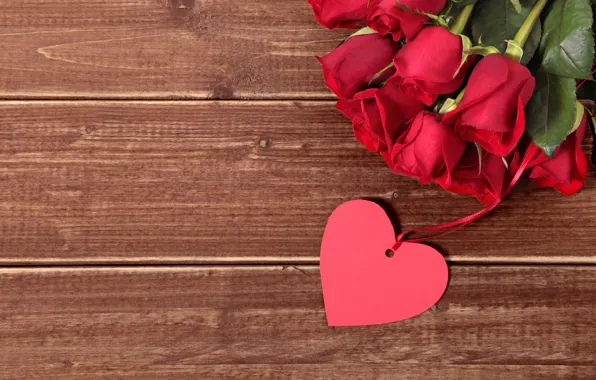 Картинка red, love, heart, romantic, gift, roses, красные розы, valentine`s day