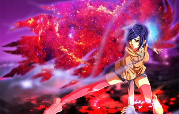 Dark, fire, flame, girl, blood, game, monster, anime