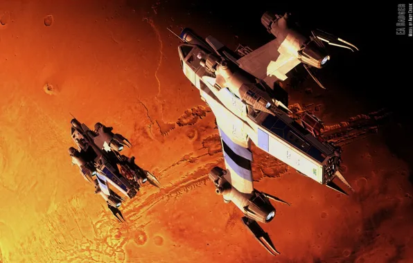 Planet, spaceships, badger