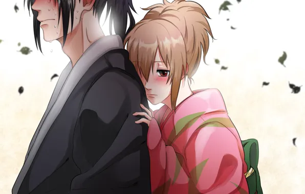 Аниме, арт, двое, Gintama, Hijikata Toushirou, Okita Mitsuba
