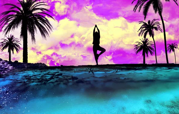 Art, silhouette, yoga