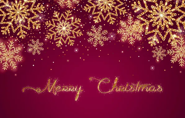 Картинка снежинки, золото, Новый Год, Рождество, цифры, golden, happy, Christmas