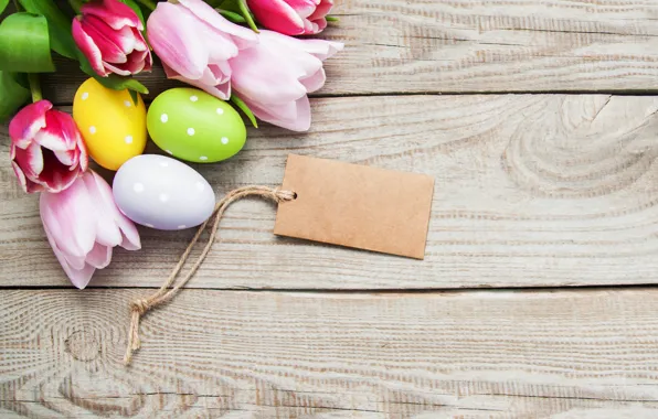 Цветы, colorful, Пасха, тюльпаны, happy, wood, pink, flowers