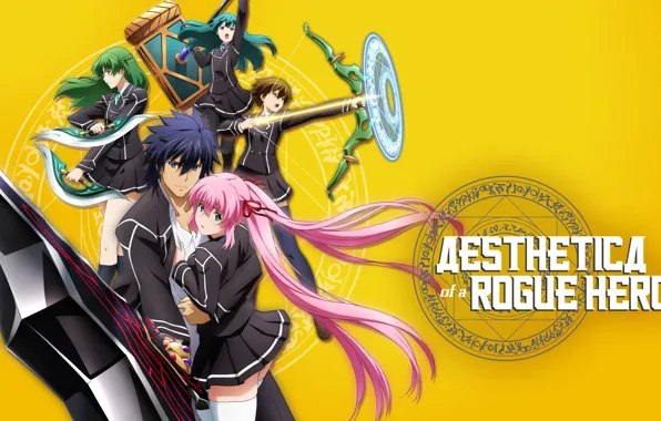 Girl, sword, warhammer, pink hair, weapon, anime, pretty, boy