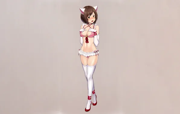 Girl, sexy, lingerie, bra, cleavage, panties, thighhighs, boobs
