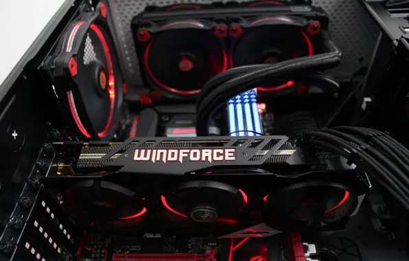 Подсветка, железо, видеокарта, Hi-Tech, geforce, asus, системный блок, кулеры