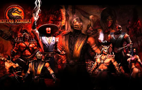 Картинка Mortal Kombat, Scorpions, Sub Zero, Raiden, Mileena, shao kahn, lu kang