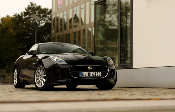 Black, jaguar, coupe, street, f-type