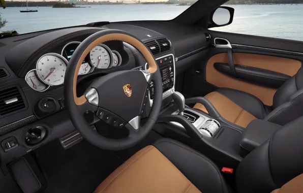 Porsche, красный салон cayenne, салон porsche