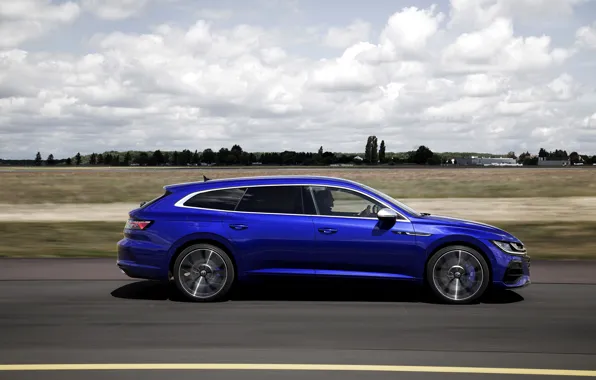 Синий, Volkswagen, сбоку, универсал, Shooting Brake, 2020, Arteon, Shooting Brake R