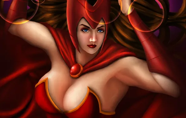 Грудь, девушка, арт, плащ, Marvel Comics, Wanda Maximoff