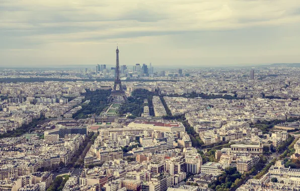 Картинка небо, Франция, Париж, здания, горизонт, Эйфелева башня, skyline, sky
