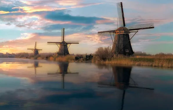 Картинка мельницы, Netherlands, Kinderdijk