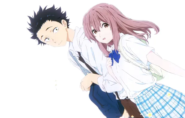 Девушка, белый фон, парень, двое, Форма голоса, Koe No Katachi