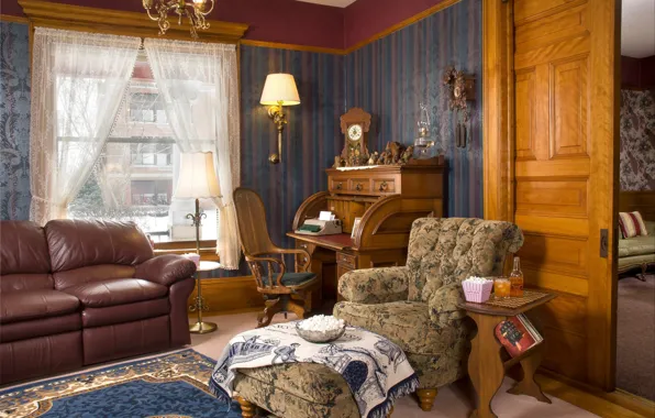 Интерьер, печатная машинка, гостиная, Franklin Victorian, секретер