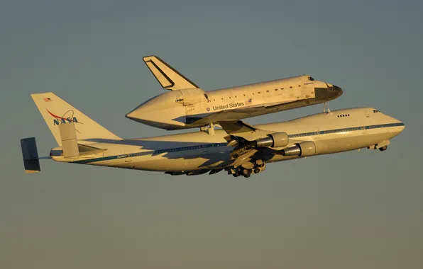 Полет, самолет, шаттл, Boeing 747
