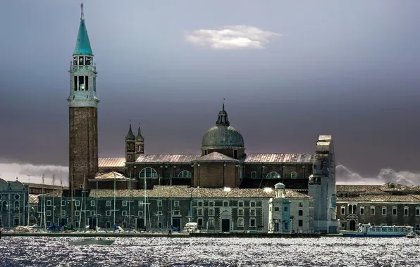 Картинка башня, Италия, церковь, Венеция, канал, колокольня