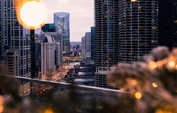 City, город, огни, улица, здания, дома, вечер, evening