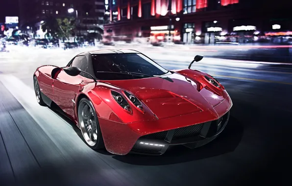 Red, Pagani, Power, Speed, Front, Road, Supercar, Huayra