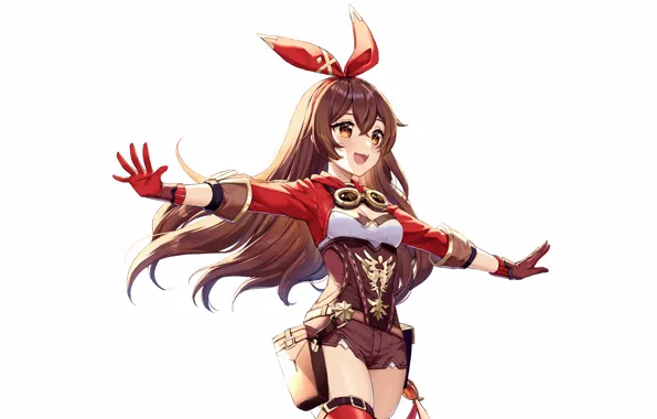 Girl, sexy, cleavage, shorts, blouse, thighhighs, long hair, brown hair
