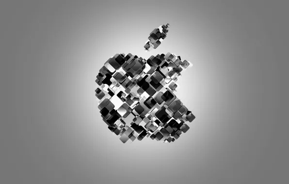Black & white, Apple, яблоко, минимализм, брэнд