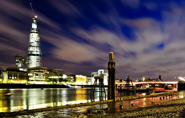 Картинка ночь, Англия, Лондон, night, London, England, Thames, River