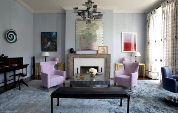 Дизайн, стиль, Лондон, интерьер, камин, гостиная, David Сollins home in london