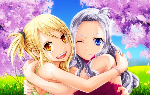 Девушки, арт, Fairy Tail, Хвост феи