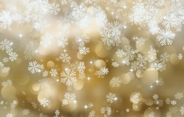 Снежинки, текстура, golden, with, background, snowflakes