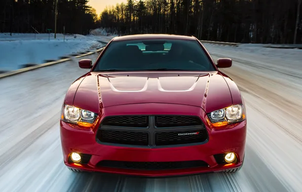 Картинка авто, скорость, Dodge, вид спереди, Charger, Sport, AWD