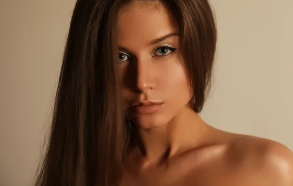 Взгляд, губы, плечо, Yuna, влосы