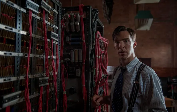 Механизм, полумрак, Бенедикт Камбербэтч, Benedict Cumberbatch, кадр из фильма, 2014, The Imitation Game, Игра в …