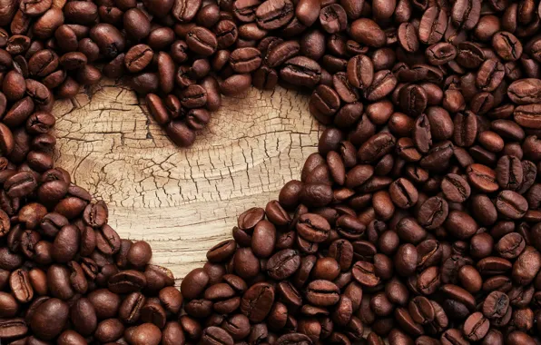 Кофе, love, heart, beans, coffee