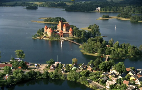 Картинка панорама, домик, островок