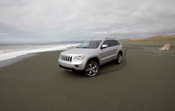 Песок, побережье, Jeep, Grand Cherokee